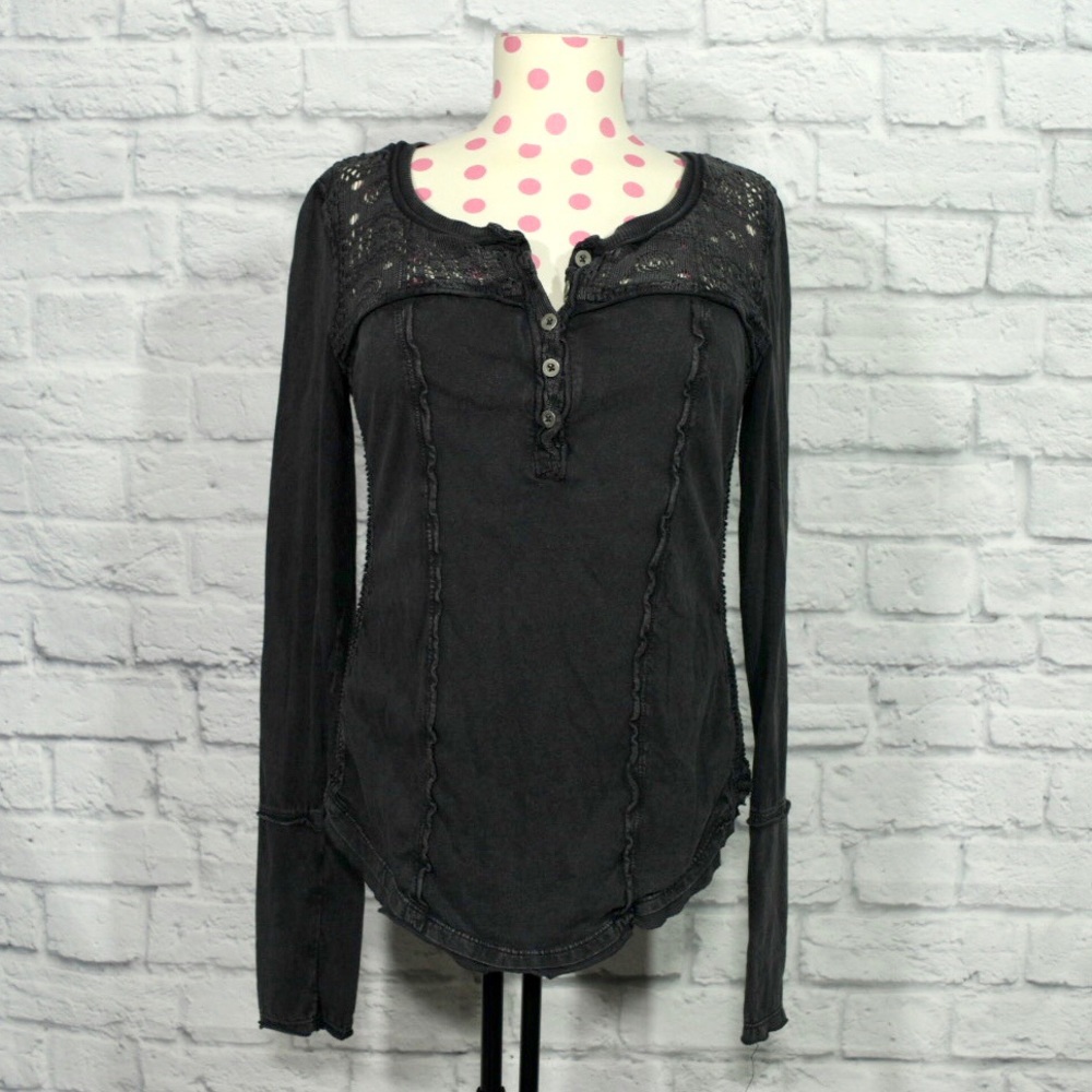 Black Free People Long Sleeve Top